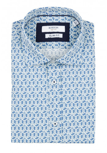 Ανδρικό Πουκάμισο Slim Fit Boston 607-3 Γαλάζιο