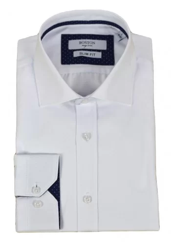 Ανδρικό Πουκάμισο Slim Fit Boston 9052-00 Λευκό
