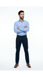 Ανδρικό Πουκάμισο Slim Fit Boston 9502-455 Γαλάζιο