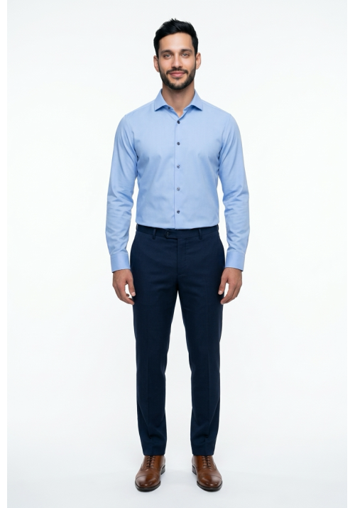 Ανδρικό Πουκάμισο Slim Fit Boston 9502-455 Γαλάζιο