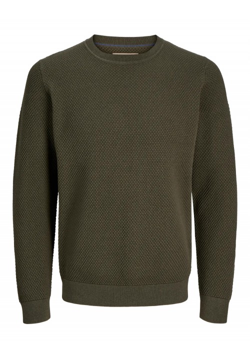 Ανδρικό Πλεκτό Jack & Jones JPRblunoah Knit Crew Neck BF LN 12265328 Olive Night Twist/full structure