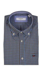 Ανδρικό Πουκάμισο Boston 603-1 Καρό Μπλε