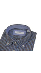 Ανδρικό Πουκάμισο Boston 603-1 Καρό Μπλε