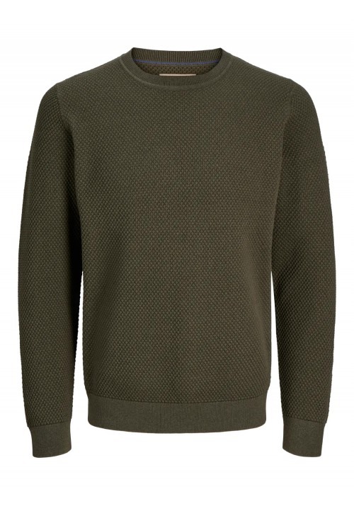 Ανδρικό Πλεκτό Jack & Jones JPRblunoah Knit Crew Neck BF LN 12265328 Olive Night Twist/full structure