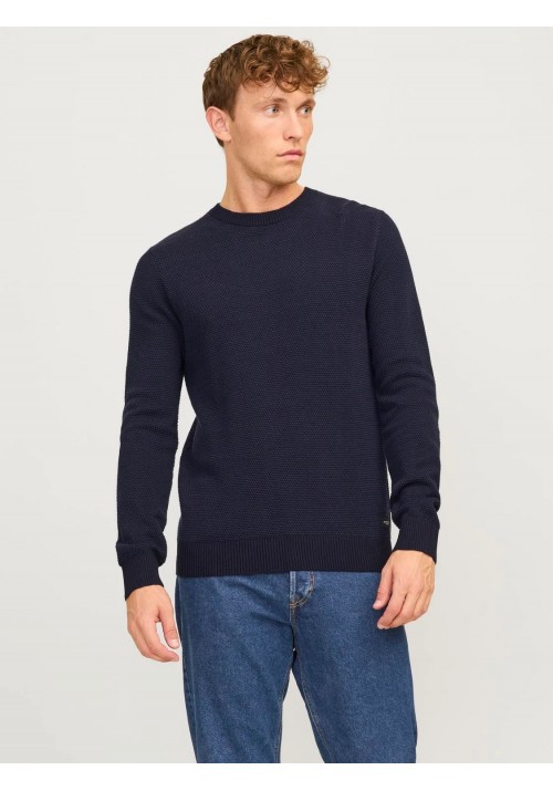 Ανδρικό Πλεκτό Βαμβακερό Jack & Jones JJEGlobe Knit Crew Neck Noos 12258139 Mood Indigo