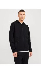 Ανδρική Ζακέτα Φούτερ Jack & Jones JCocloud Sweat Zip Hood Noos 12253764 Μαύρη