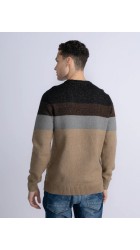 Ανδρικό Πουλόβερ Πλεκτό Petrol M-3030-KWR253-7028 Μπεζ