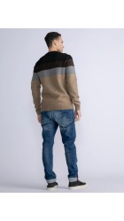 Ανδρικό Πουλόβερ Πλεκτό Petrol M-3030-KWR253-7028 Μπεζ