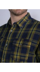 Ανδρικό Πουκάμισο Καρό Petrol M-3030-SIL 400-1096 Μπλε