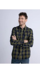 Ανδρικό Πουκάμισο Καρό Petrol M-3030-SIL 400-1096 Μπλε