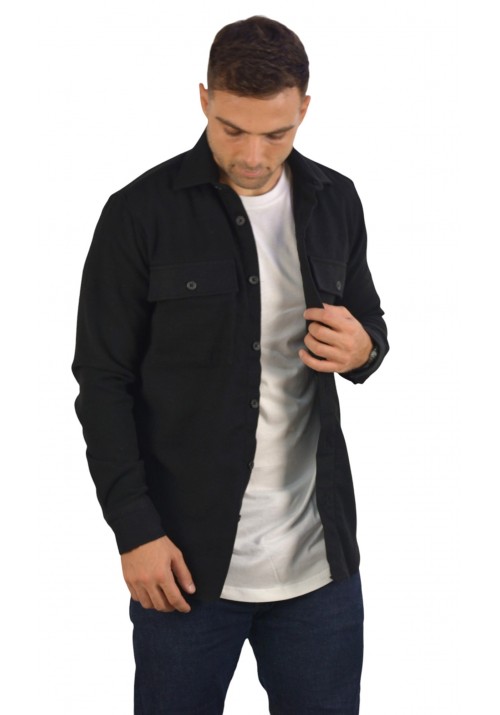 Ανδρικό Πουκάμισο Overshirt Boston 222-5 Μαύρο                                                                                                                                                                                                       