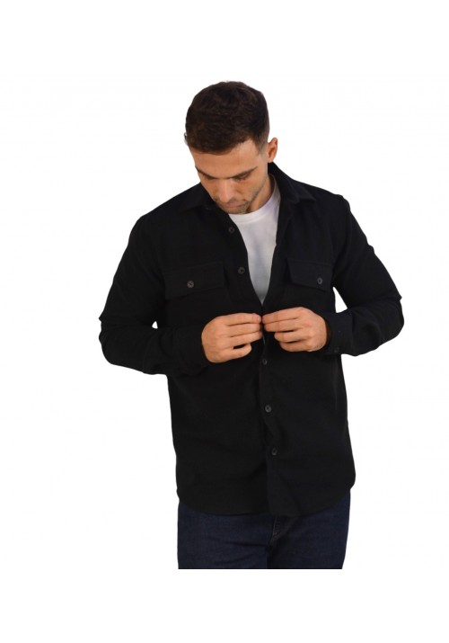 Ανδρικό Πουκάμισο Overshirt Boston 222-5 Μαύρο                                                                                                                                                                                                       