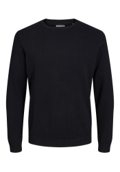 Ανδρικό Πλεκτό Βαμβακερό Jack & Jones JJEBasic Knit Crew Neck Noos 12137190 Μαύρο