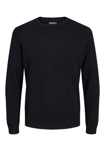 Ανδρικό Πλεκτό Βαμβακερό Jack & Jones JJEBasic Knit Crew Neck Noos 12137190 Μαύρο