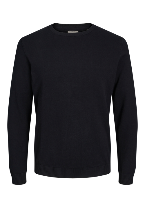 Ανδρικό Πλεκτό Βαμβακερό Jack & Jones JJEBasic Knit Crew Neck Noos 12137190 Μαύρο