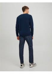 Ανδρικό Πλεκτό Βαμβακερό Jack & Jones JJEBasic Knit Crew Neck Noos 12137190 Navy Blazer