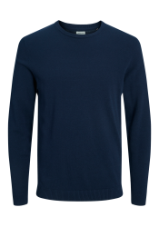 Ανδρικό Πλεκτό Βαμβακερό Jack & Jones JJEBasic Knit Crew Neck Noos 12137190 Navy Blazer