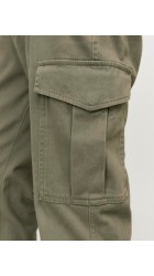 Ανδρικό Παντελόνι Cargo Jack & Jones 12186889 JPSTmarco JJJoe Cuffed Χακί