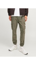 Ανδρικό Παντελόνι Cargo Jack & Jones 12186889 JPSTmarco JJJoe Cuffed Χακί
