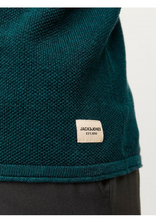 Ανδρικό Βαμβακερό Πλεκτό Jack & Jones JJEHill Knit Crew Neck Noos 12157321 Deep Teal Twist