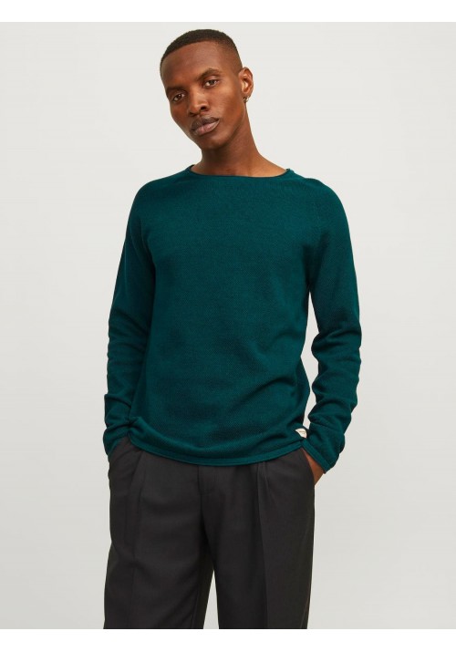 Ανδρικό Βαμβακερό Πλεκτό Jack & Jones JJEHill Knit Crew Neck Noos 12157321 Deep Teal Twist