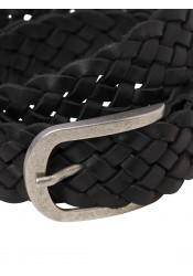 Ανδρική Δερμάτινη Πλεκτή Ζώνη Jack & Jones Jaclau Braided Leather Belt Styd 12270596 Μαύρη