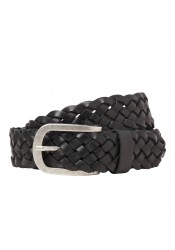 Ανδρική Δερμάτινη Πλεκτή Ζώνη Jack & Jones Jaclau Braided Leather Belt Styd 12270596 Μαύρη