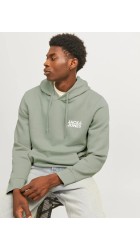 Ανδρικό Φούτερ Jack & Jones JJECorp Logo Sweat Hood Noos 12152840 Iceberg Green Small Print Ανδρικό Φούτερ Jack & Jones JJECorp Logo Sweat Hood Noos 12152840 Iceberg Green Small Print