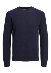 Ανδρικό Πλεκτό Βαμβακερό Jack & Jones JJEGlobe Knit Crew Neck Noos 12258139 Mood Indigo