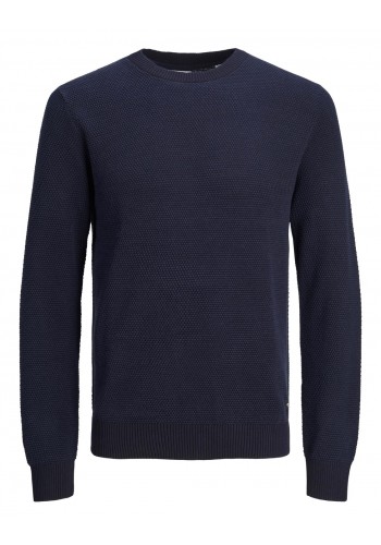 Ανδρικό Πλεκτό Βαμβακερό Jack & Jones JJEGlobe Knit Crew Neck Noos 12258139 Mood Indigo