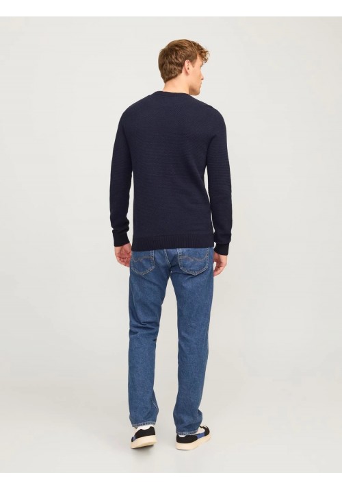 Ανδρικό Πλεκτό Βαμβακερό Jack & Jones JJEGlobe Knit Crew Neck Noos 12258139 Mood Indigo