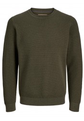 Ανδρικό Πλεκτό Jack & Jones JPRblunoah Knit Crew Neck BF LN 12265328 Olive Night Twist/full structure