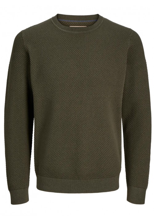 Ανδρικό Πλεκτό Jack & Jones JPRblunoah Knit Crew Neck BF LN 12265328 Olive Night Twist/full structure